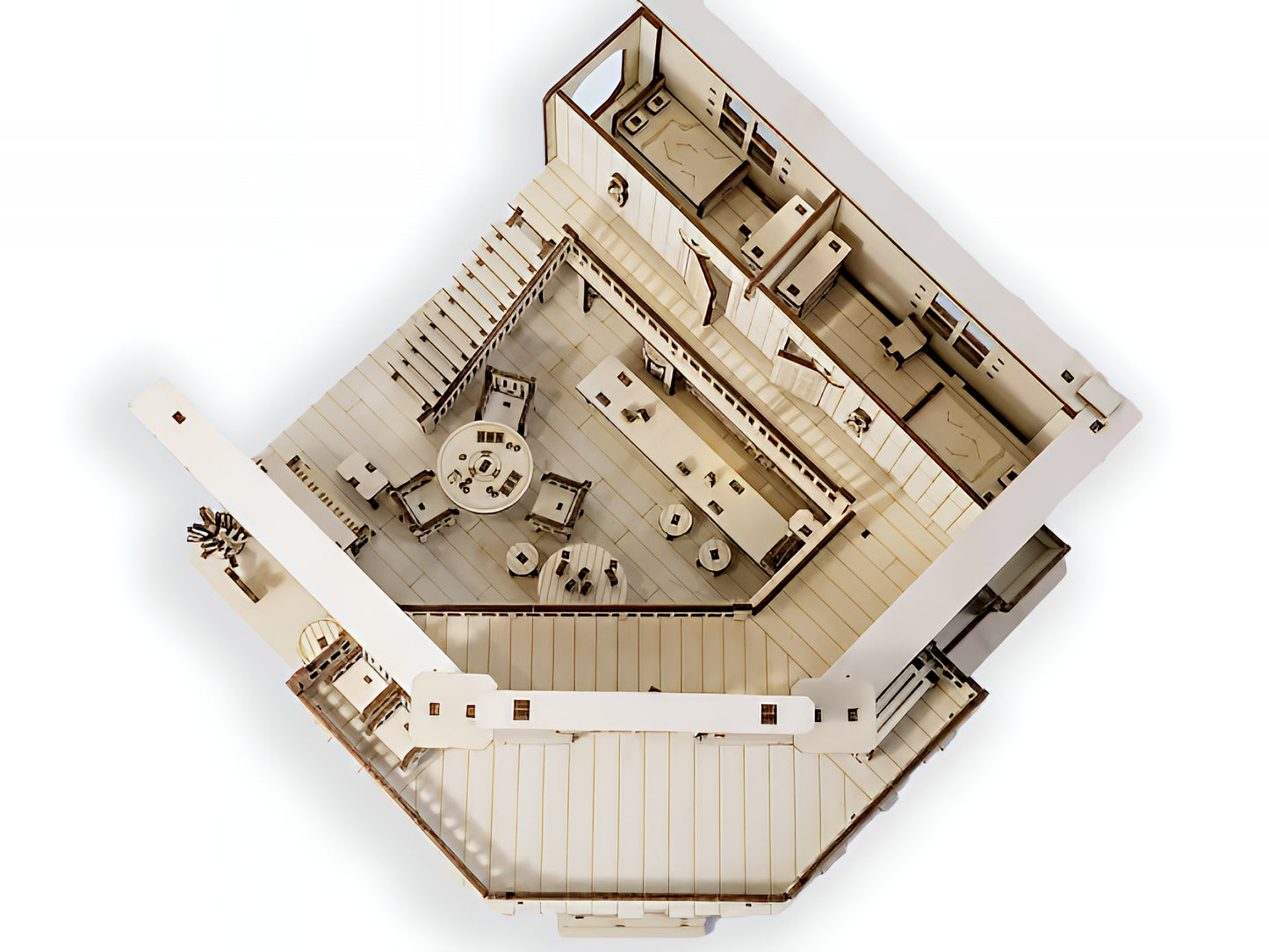DIY Wild West Saloon Model Kit – Two-Story Laser-Cut Salon with Interior Furniture