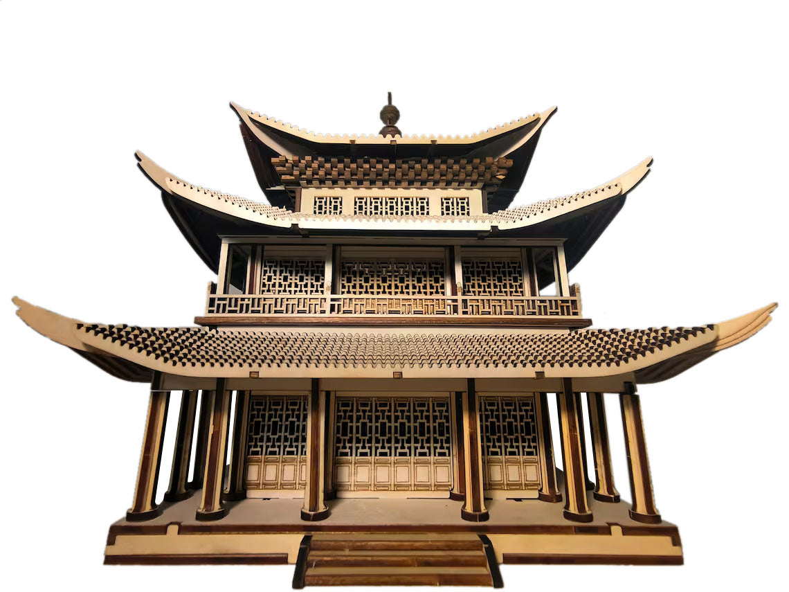 Laser-Cut Wooden Tower Model – 3D Puzzle Architecture Kit & Home Decor