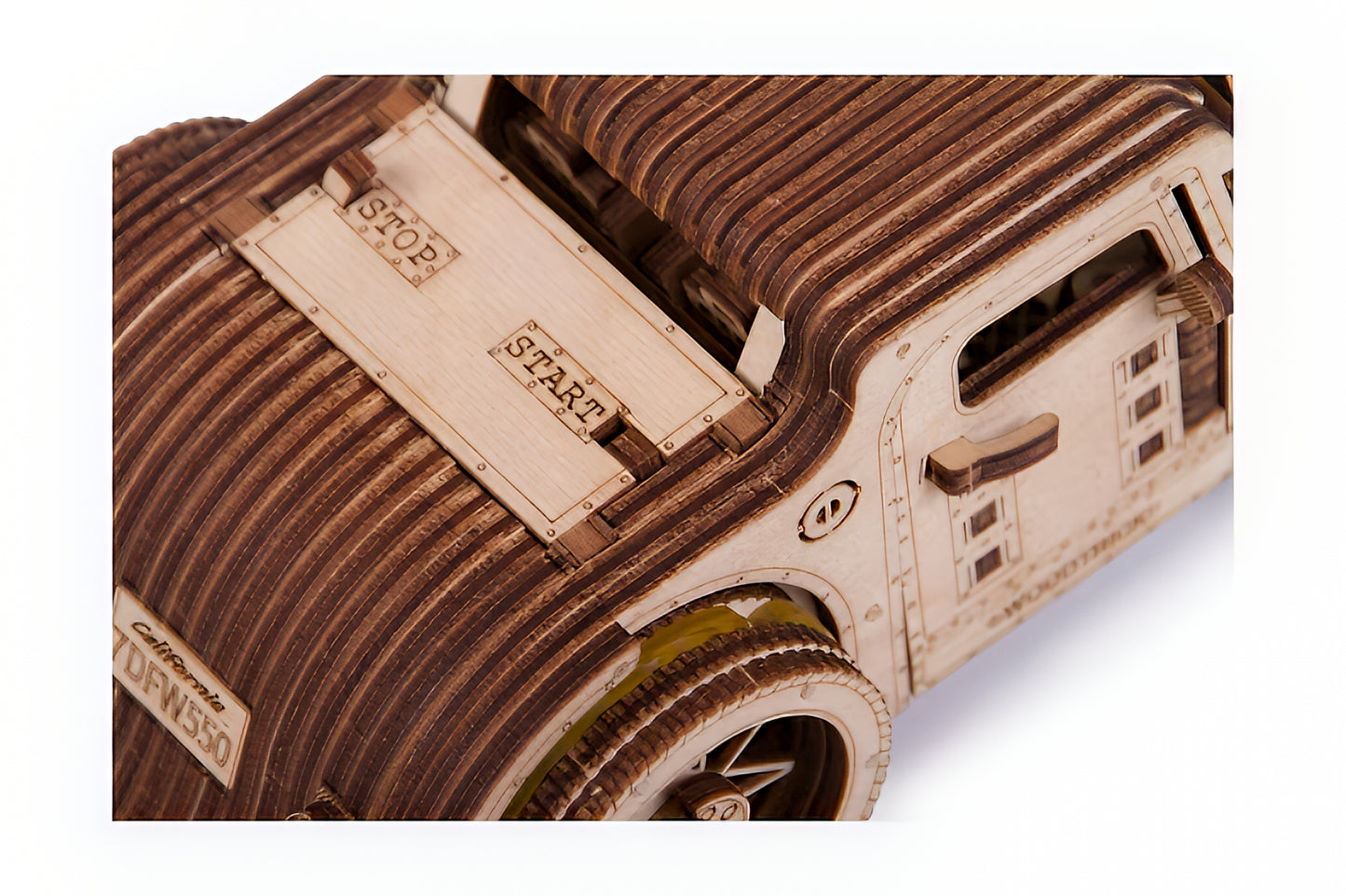 Wooden Mechanical Hot Rod 3D Puzzle Model (with Assembly Guide)