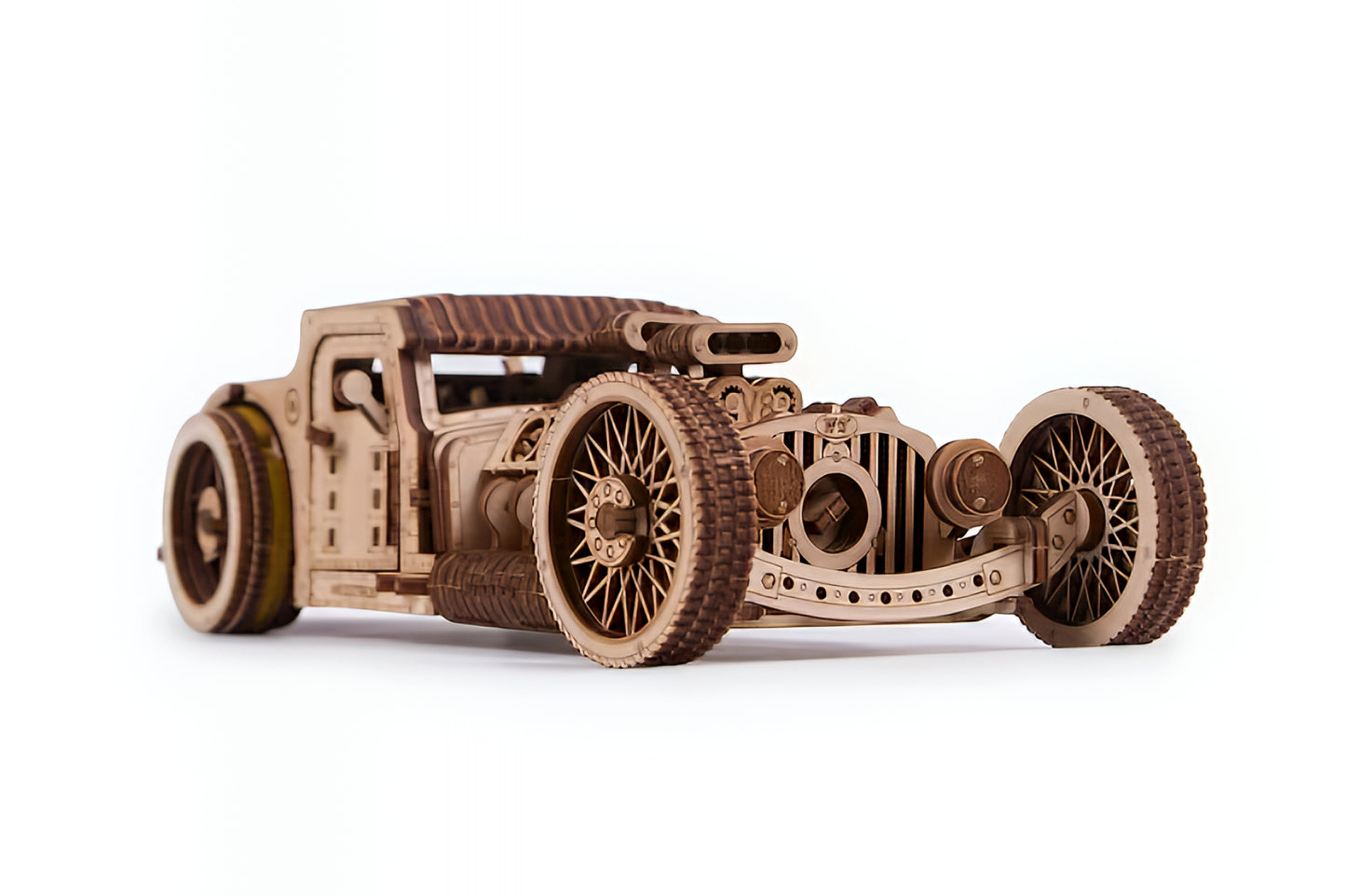 Wooden Mechanical Hot Rod 3D Puzzle Model (with Assembly Guide)