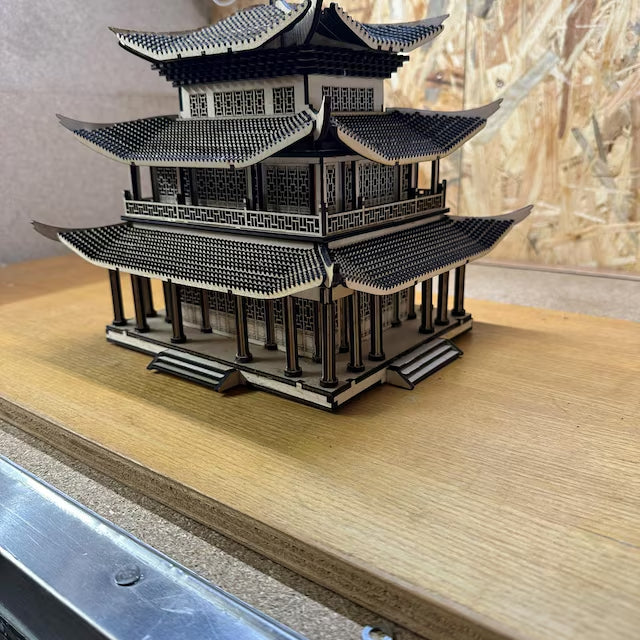 Laser-Cut Wooden Tower Model – 3D Puzzle Architecture Kit & Home Decor